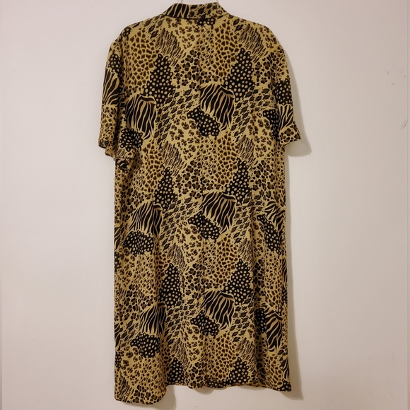 Halmode Plus Brown/Black/Beige Multi Colored Animal Print Short Sleeve Size 20W - Picture 4 of 9